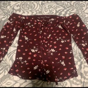 flower patterned off the shoulder long sleeves